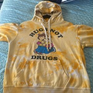 Medium, yellow and gold gold tie dye hoodie